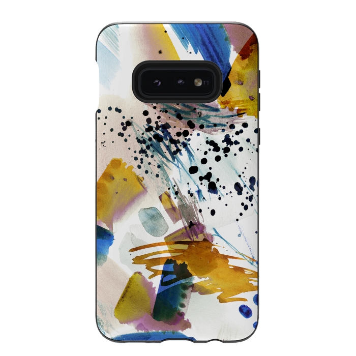 Galaxy S10e StrongFit Colorful watercolor painting splatter by Oana 