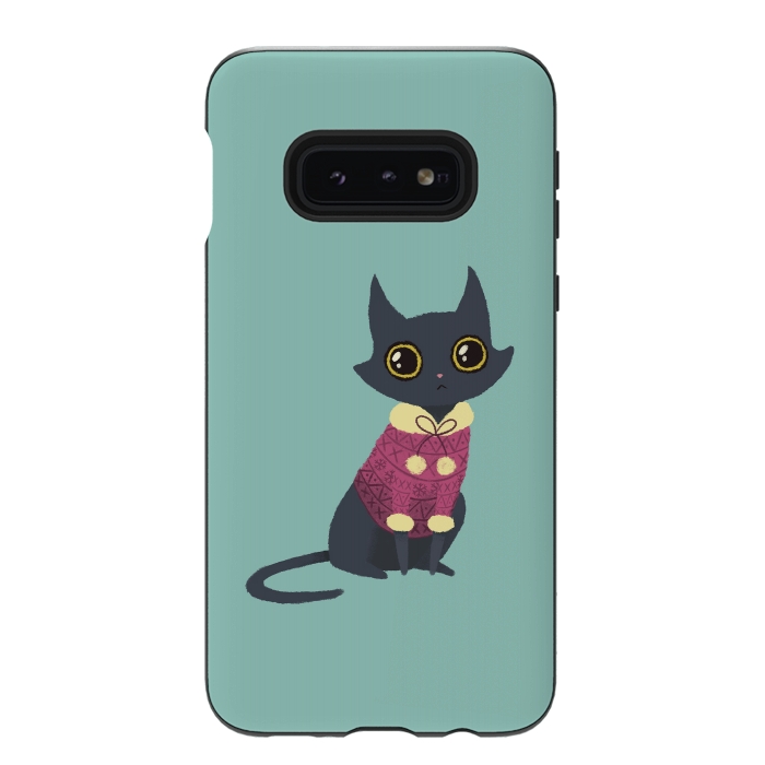 Galaxy S10e StrongFit Cozy cat red by Laura Nagel