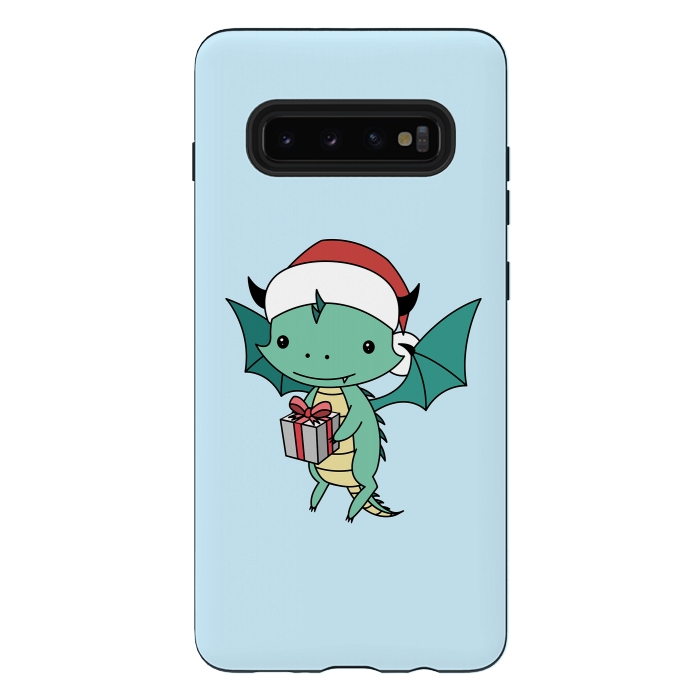 Galaxy S10 plus StrongFit Christmas dragon by Laura Nagel