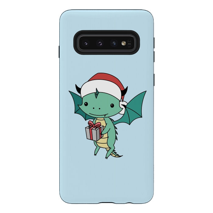 Galaxy S10 StrongFit Christmas dragon by Laura Nagel