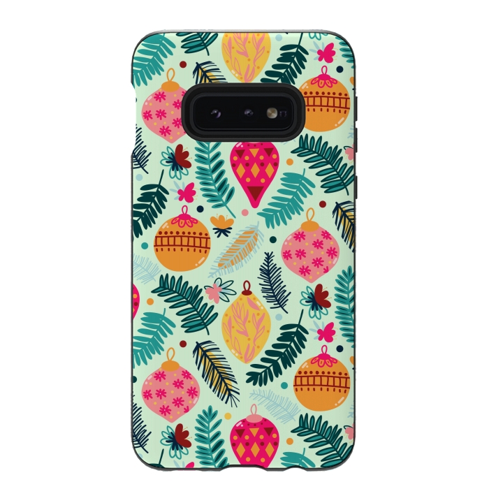 Galaxy S10e StrongFit Colorful Christmas - Mint  by Tigatiga