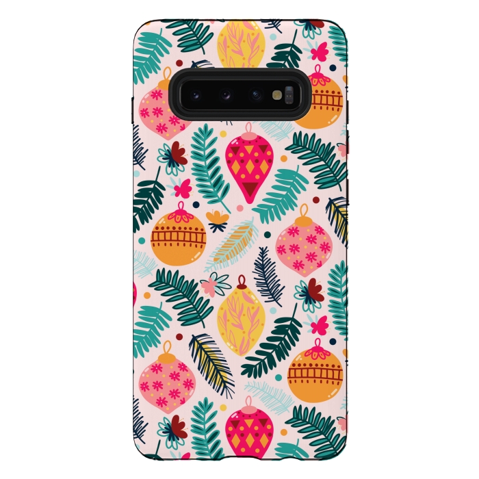 Galaxy S10 plus StrongFit Colorful Christmas - Millennial Pink  by Tigatiga