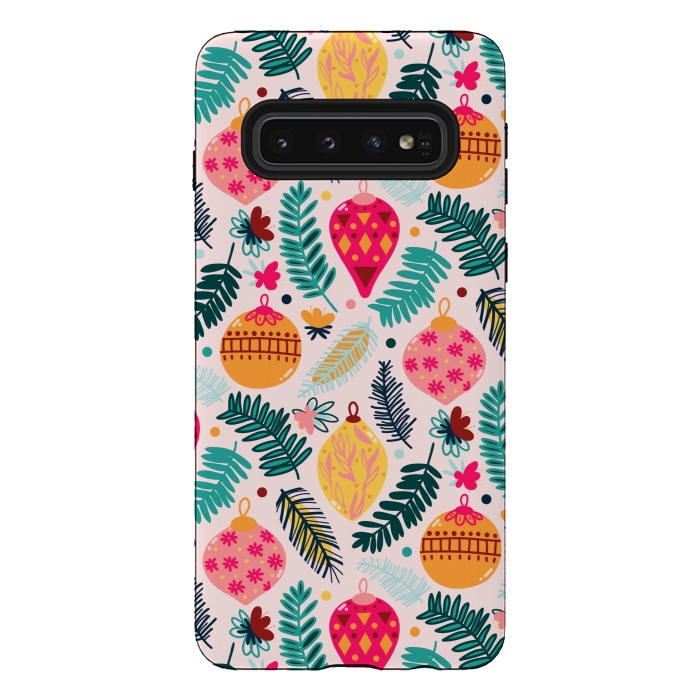 Galaxy S10 StrongFit Colorful Christmas - Millennial Pink  by Tigatiga