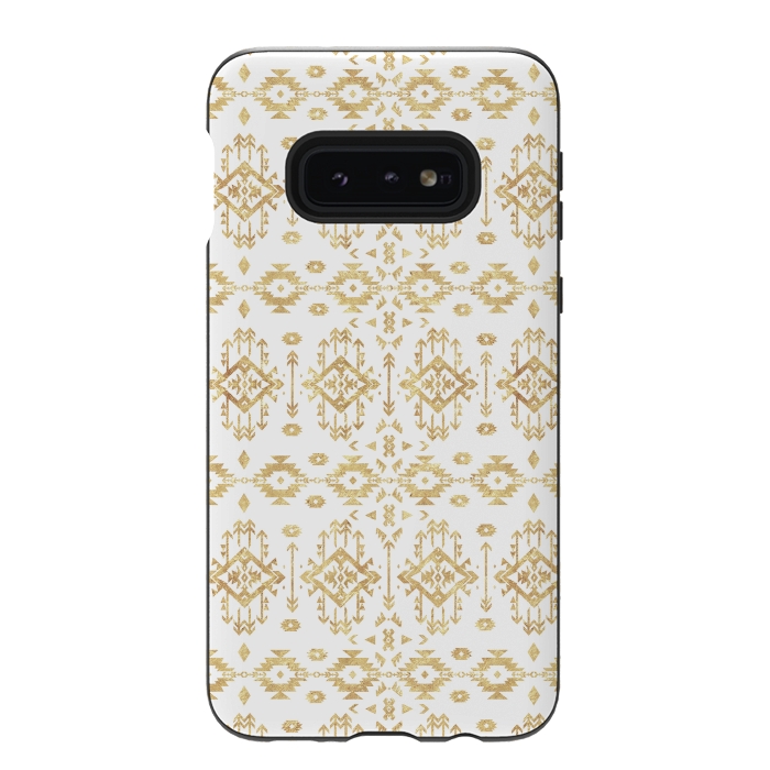 Galaxy S10e StrongFit  Luxury gold geometric tribal Aztec pattern by InovArts
