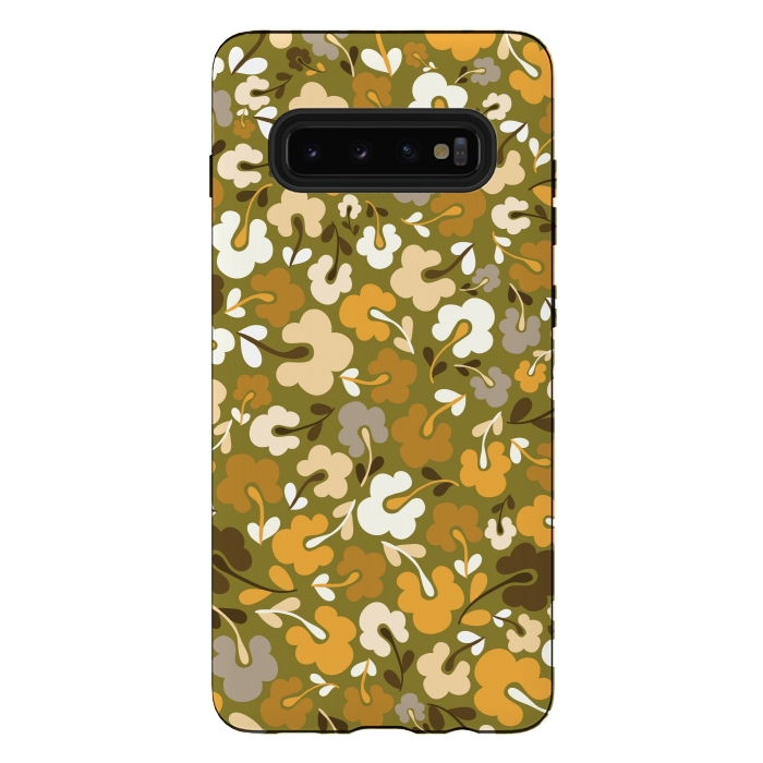 Galaxy S10 plus StrongFit Ditsy Flowers in Green by Paula Ohreen