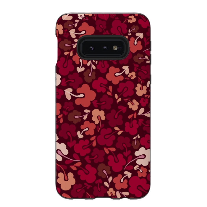 Galaxy S10e StrongFit Ditsy Flowers in Pink and Red by Paula Ohreen