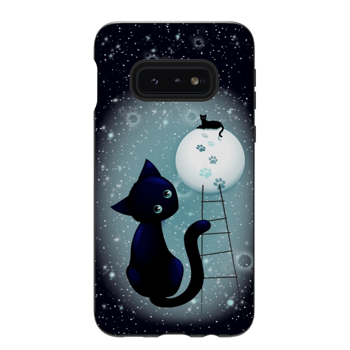 Galaxy S10e StrongFit Blue Kitty Dream on the Moon by BluedarkArt