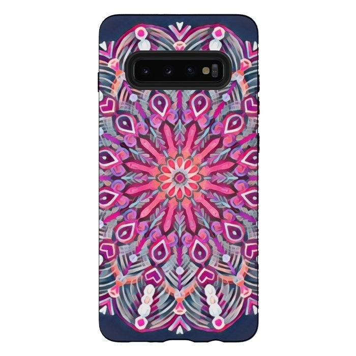Galaxy S10 plus StrongFit Magenta Party Boho Mandala  by Micklyn Le Feuvre