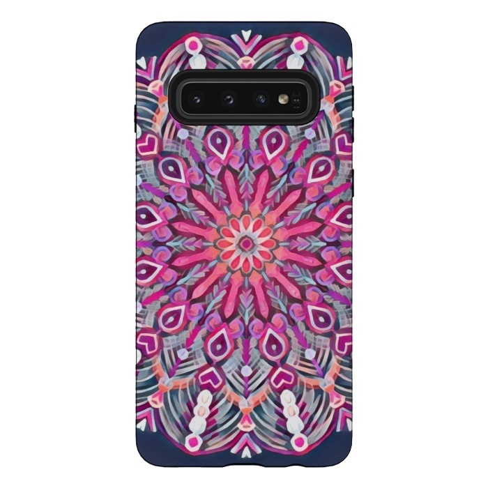 Galaxy S10 StrongFit Magenta Party Boho Mandala  by Micklyn Le Feuvre