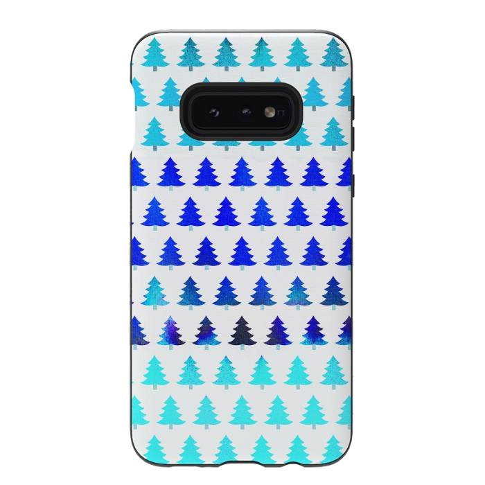 Galaxy S10e StrongFit Blue pine trees pattern - Christmas sweater by Oana 