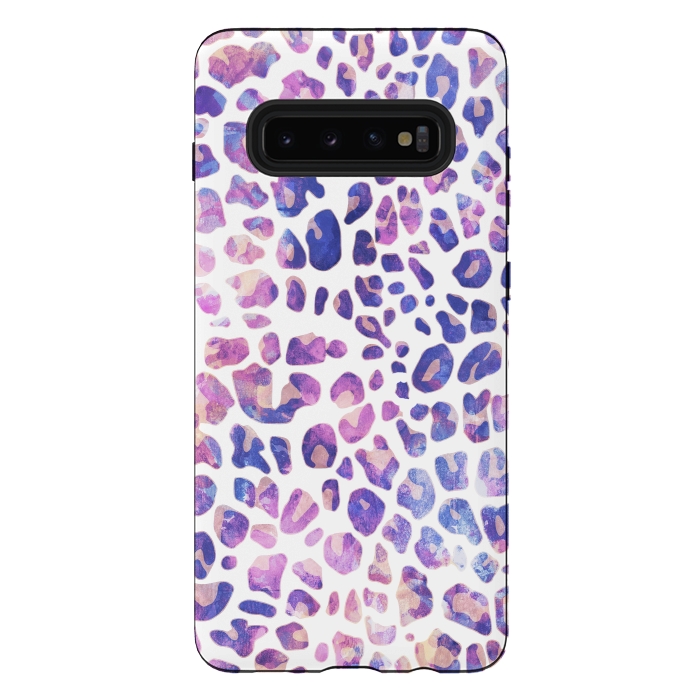 Galaxy S10 plus StrongFit Purple pink painted leopard print by Oana 