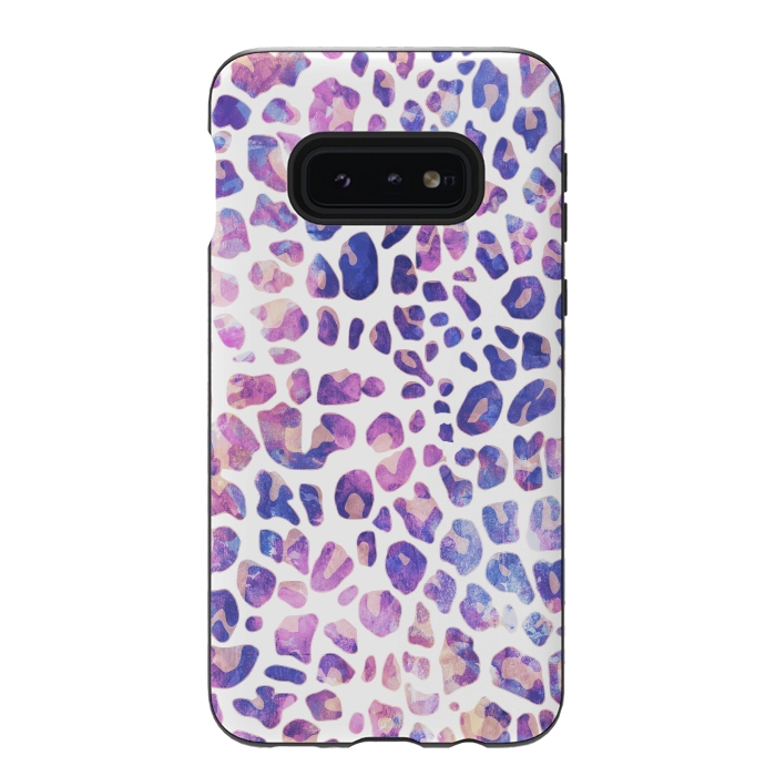 Galaxy S10e StrongFit Purple pink painted leopard print by Oana 