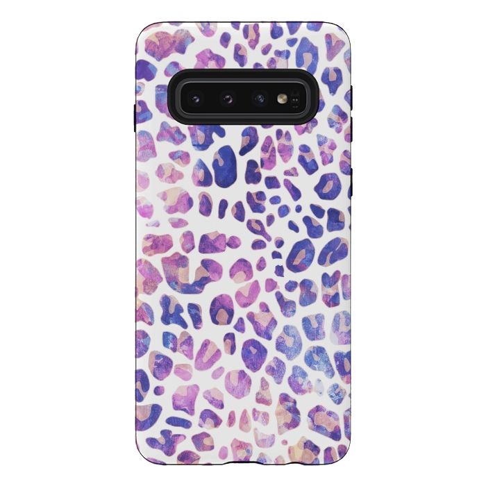 Galaxy S10 StrongFit Purple pink painted leopard print by Oana 