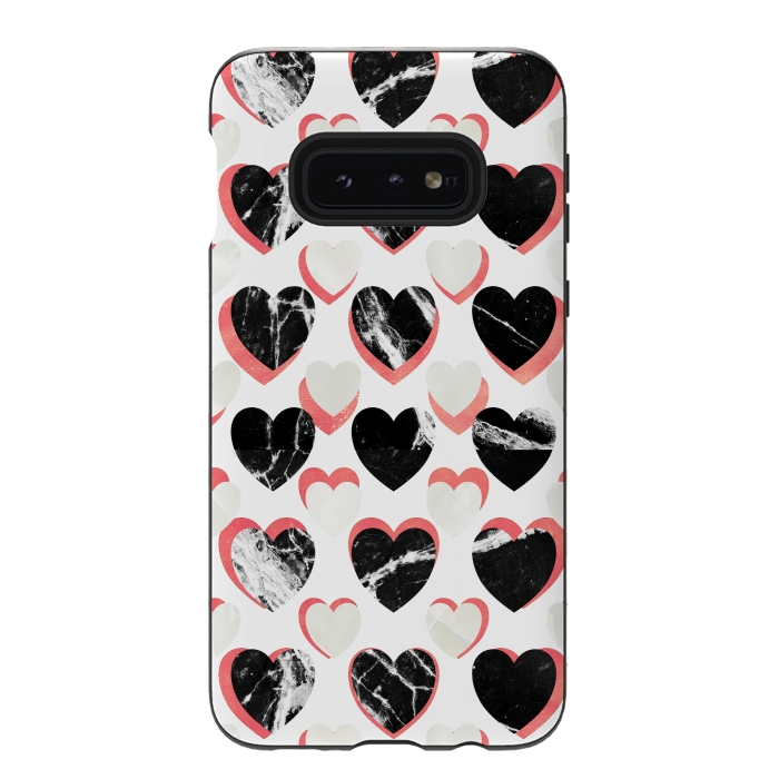 Galaxy S10e StrongFit Marble hearts - 3d pattern by Oana 