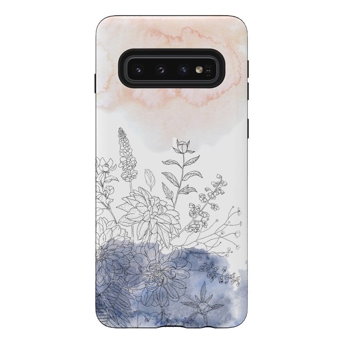 Galaxy S10 StrongFit Ink Blush Flower Meadow  by  Utart