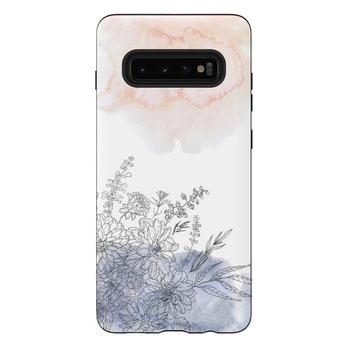 Galaxy S10 plus StrongFit Ink Blush Flower Meadow  I by  Utart