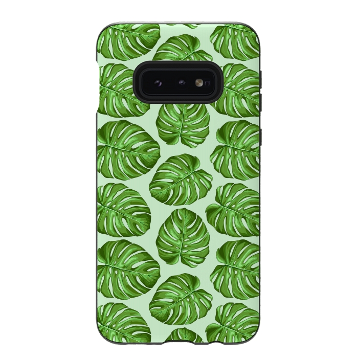 Galaxy S10e StrongFit Monstera Tropical Leaves Seamless Textile Patten  by BluedarkArt