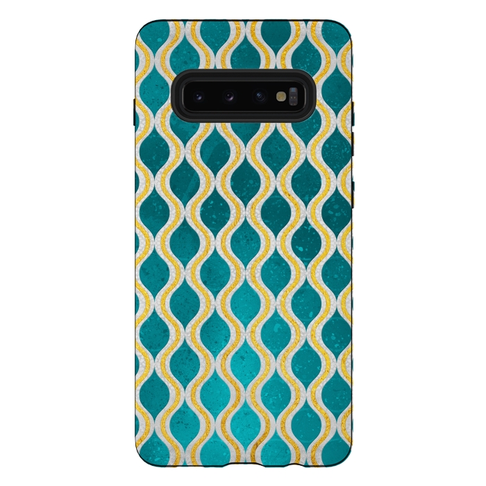 Galaxy S10 plus StrongFit Gold - Turquoise pattern I by Art Design Works