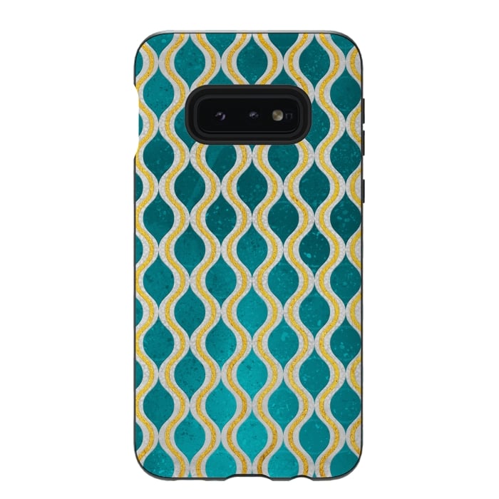 Galaxy S10e StrongFit Gold - Turquoise pattern I by Art Design Works