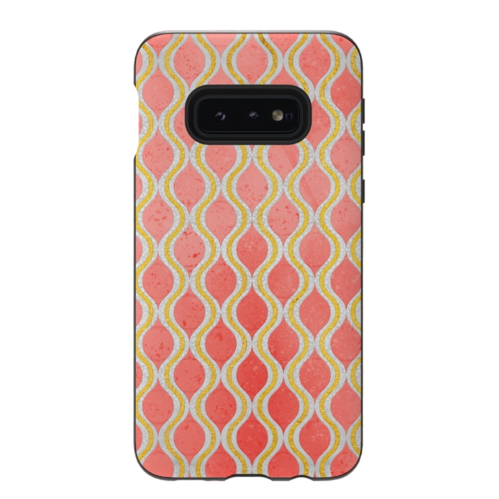 Galaxy S10e StrongFit Gold - Living Coral Pattern I by Art Design Works