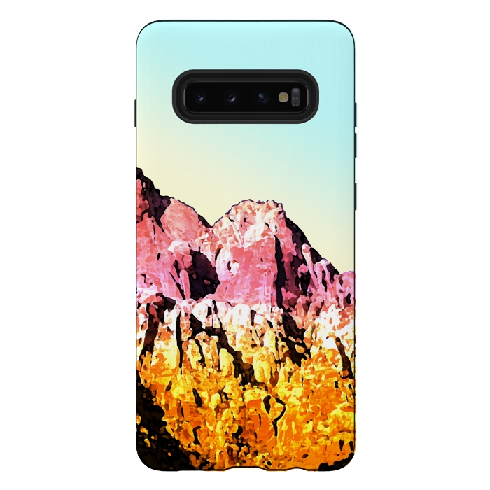 Galaxy S10 plus StrongFit Gold and Pink Mountain by Creativeaxle