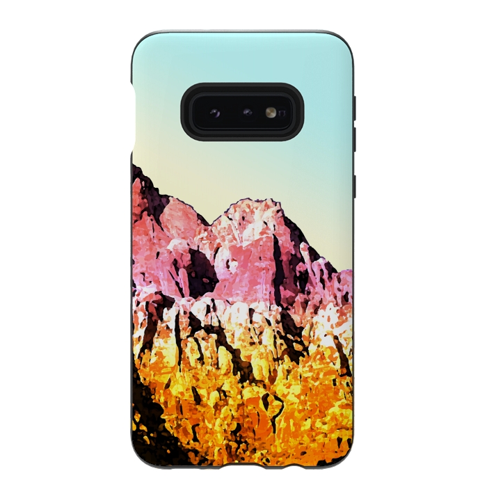 Galaxy S10e StrongFit Gold and Pink Mountain by Creativeaxle