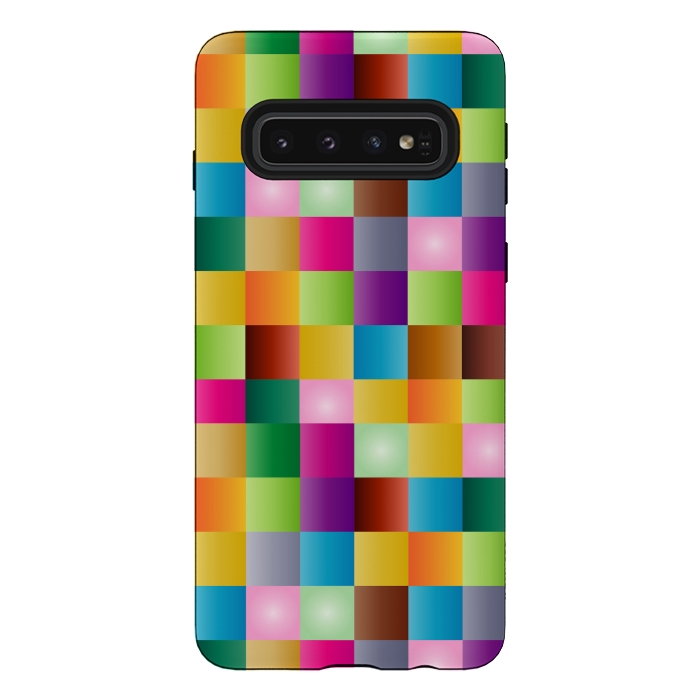 Galaxy S10 StrongFit multi colour squares by MALLIKA