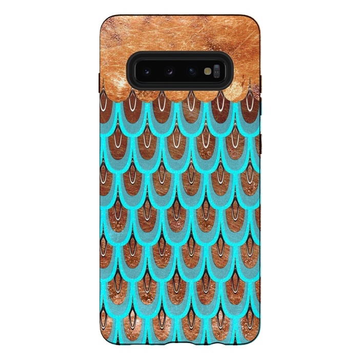 Galaxy S10 plus StrongFit Copper and Teal Mermaid Scales by  Utart