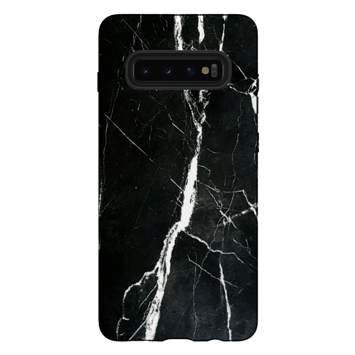 Galaxy S10 plus StrongFit Elegant black marble with white cracks by Oana 