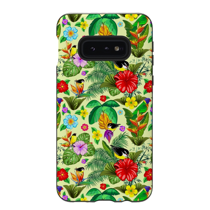 Galaxy S10e StrongFit Birds and Nature Floral Exotic Seamless Pattern by BluedarkArt