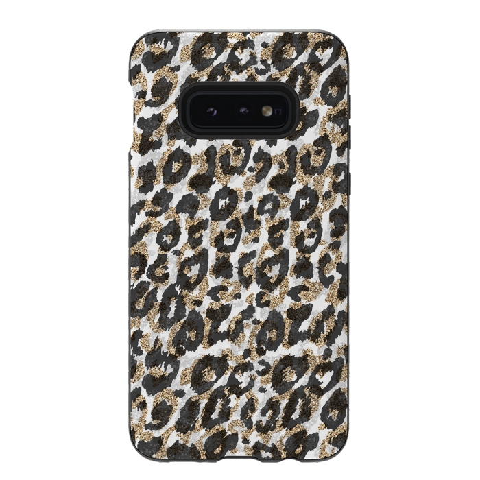 Galaxy S10e StrongFit Elegant gold leopard animal print pattern by InovArts