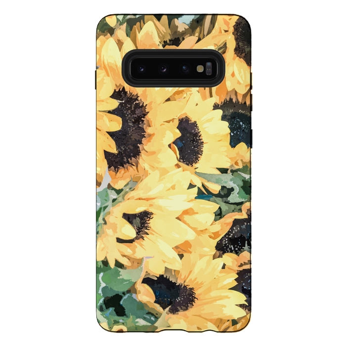 Galaxy S10 plus StrongFit Yellow Sunflower by Creativeaxle