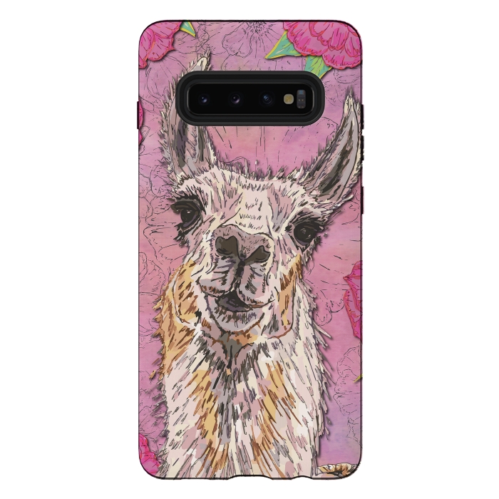Galaxy S10 plus StrongFit Perfectly Pink Llama by Lotti Brown