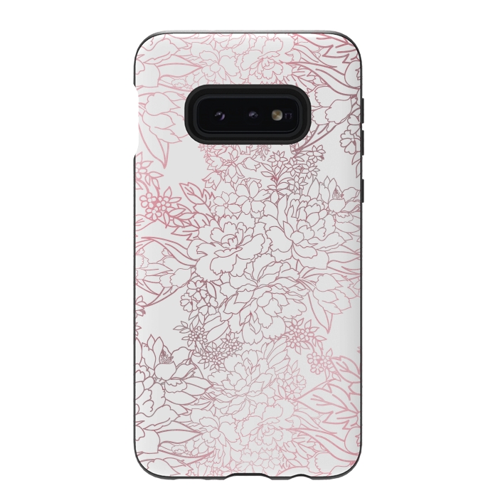 Galaxy S10e StrongFit Elegant floral rose gold strokes doodles design by InovArts