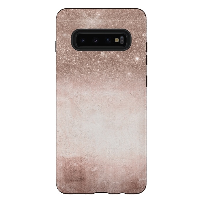 Galaxy S10 plus StrongFit Rose Gold Blush Glitter and  Concrete by  Utart