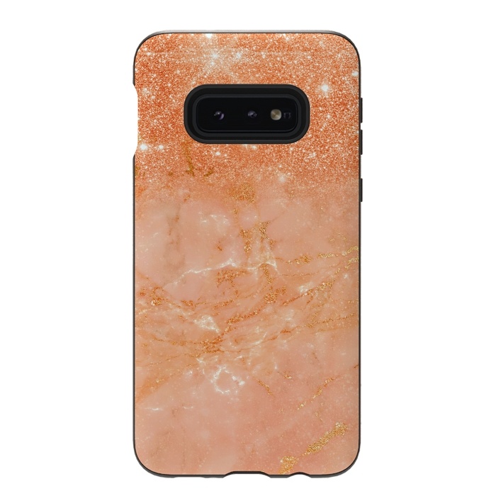 Galaxy S10e StrongFit Living Coral Glitter and Veins on marble by  Utart