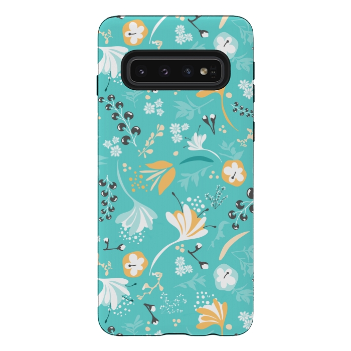 Galaxy S10 StrongFit Beautiful BC Blooms on Bright Blue by Paula Ohreen