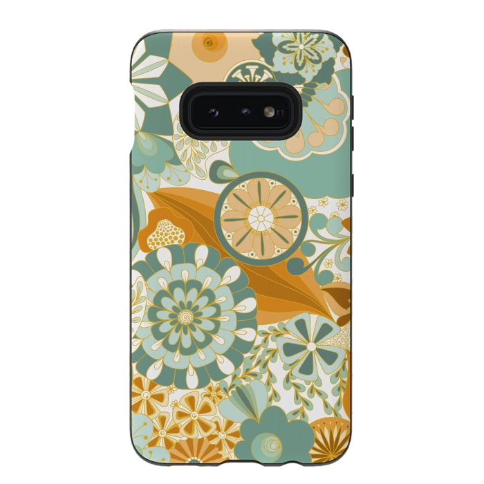 Galaxy S10e StrongFit Flowers, Flowers Everywhere - Orange and Green by Paula Ohreen