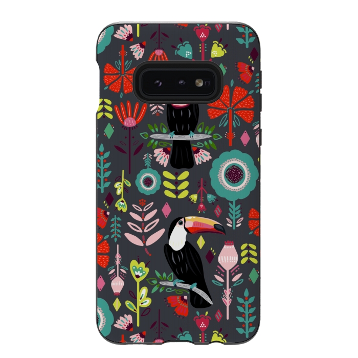 Galaxy S10e StrongFit Colorful Toucans With Bright Red  by Tigatiga