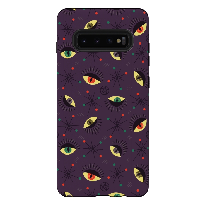 Galaxy S10 plus StrongFit Reptile Witch Eyes Spooky Retro Pattern by Boriana Giormova