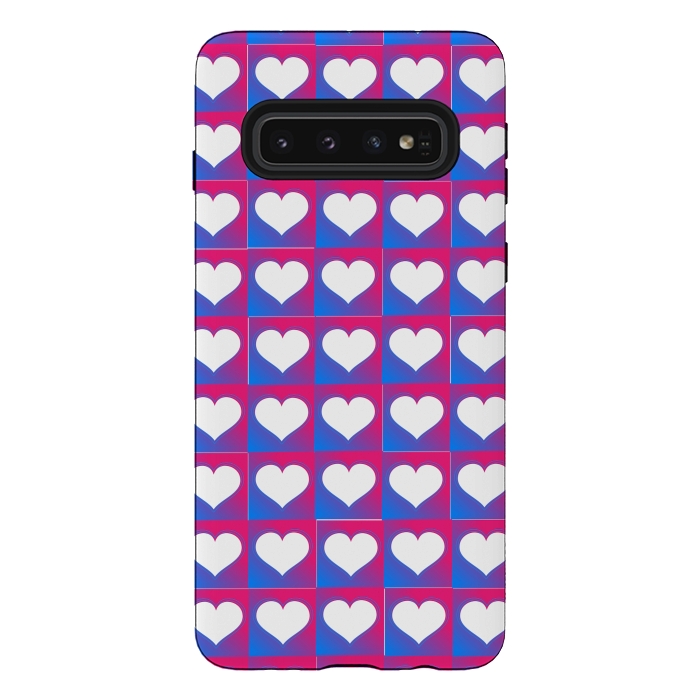 Galaxy S10 StrongFit hearts pattern blue pink by MALLIKA