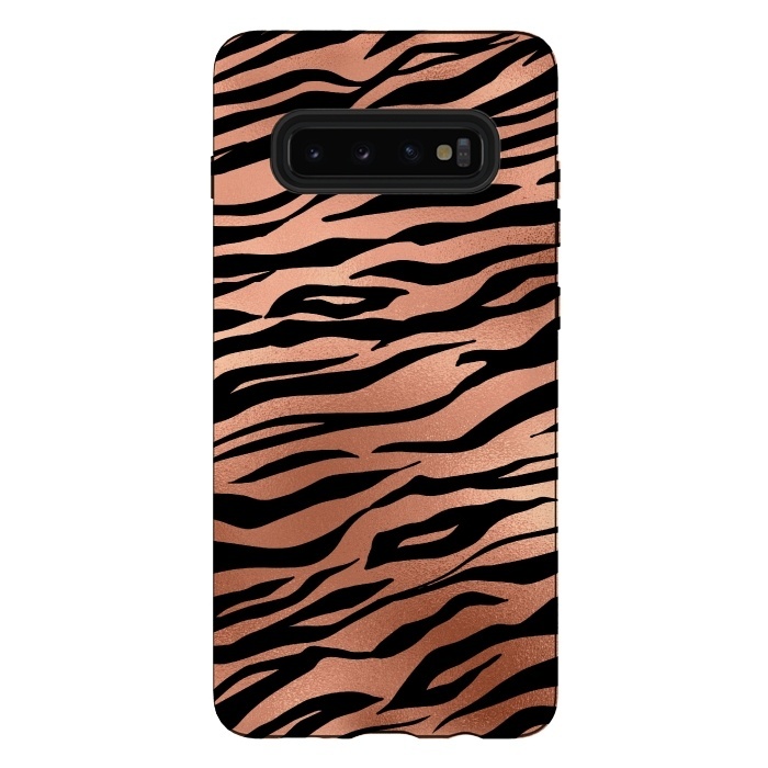Galaxy S10 plus StrongFit Copper and Black Tiger by  Utart