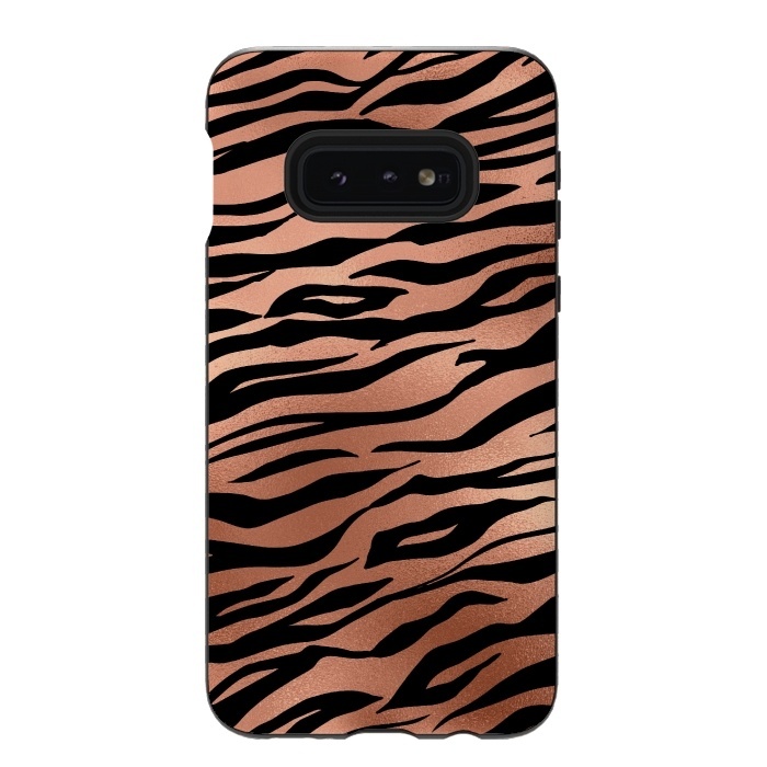 Galaxy S10e StrongFit Copper and Black Tiger by  Utart