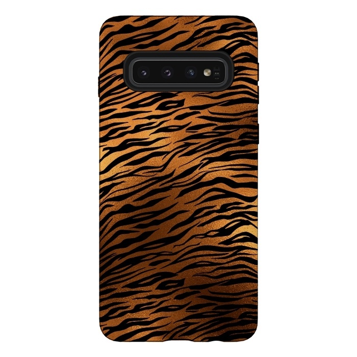 Galaxy S10 StrongFit Copper Gold Tiger by  Utart