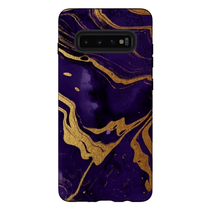 Galaxy S10 plus StrongFit Purple and Gold Marble Ink by  Utart