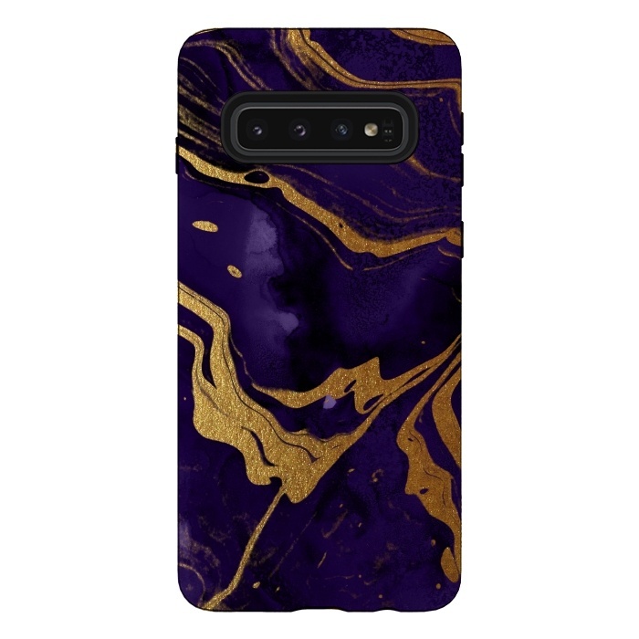Galaxy S10 StrongFit Purple and Gold Marble Ink by  Utart