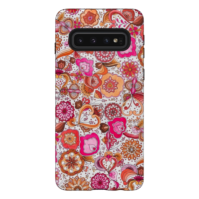 Galaxy S10 StrongFit Sowing the Seeds of Love - Pink and Coral by Paula Ohreen