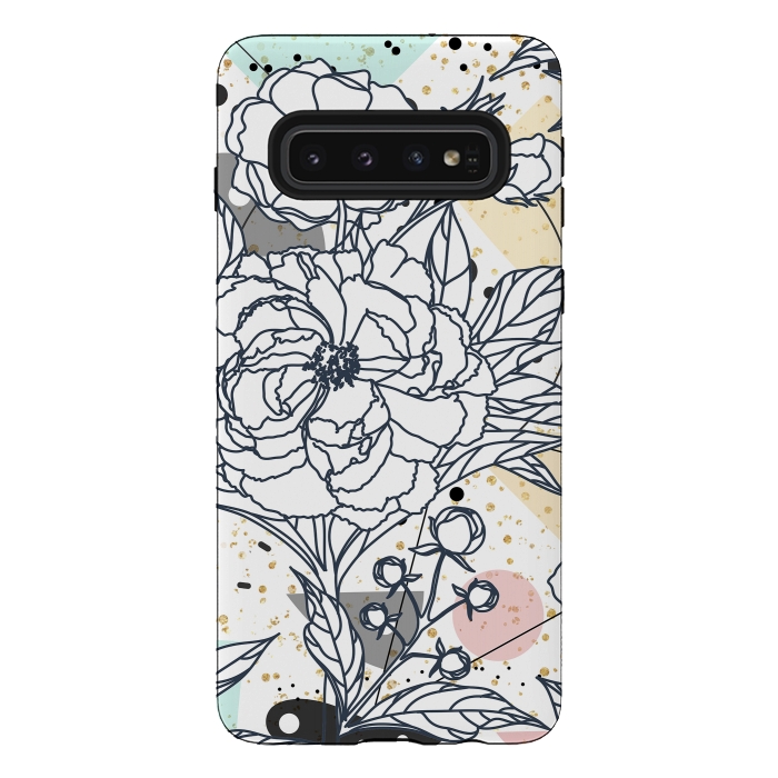 Galaxy S10 StrongFit Modern geometric shapes and floral strokes design by InovArts