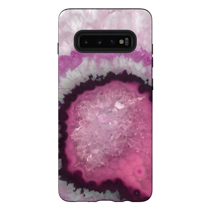Galaxy S10 plus StrongFit Pink and White Crystal Agate by  Utart