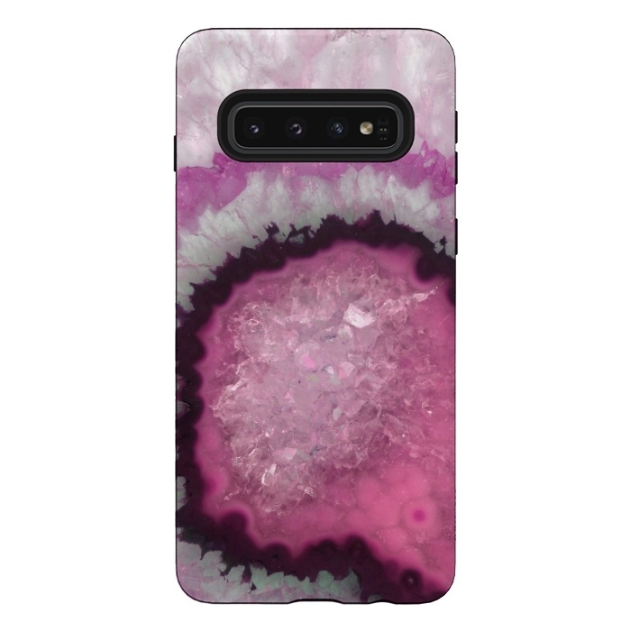 Galaxy S10 StrongFit Pink and White Crystal Agate by  Utart
